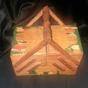 Vintage hand painted sewing kit